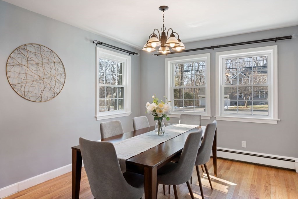 143 Grove Street Lexington, MA 02420 - Photo 13 of 34 a view of a dining room with furniture window and wooden floor