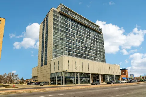 a front view of a building