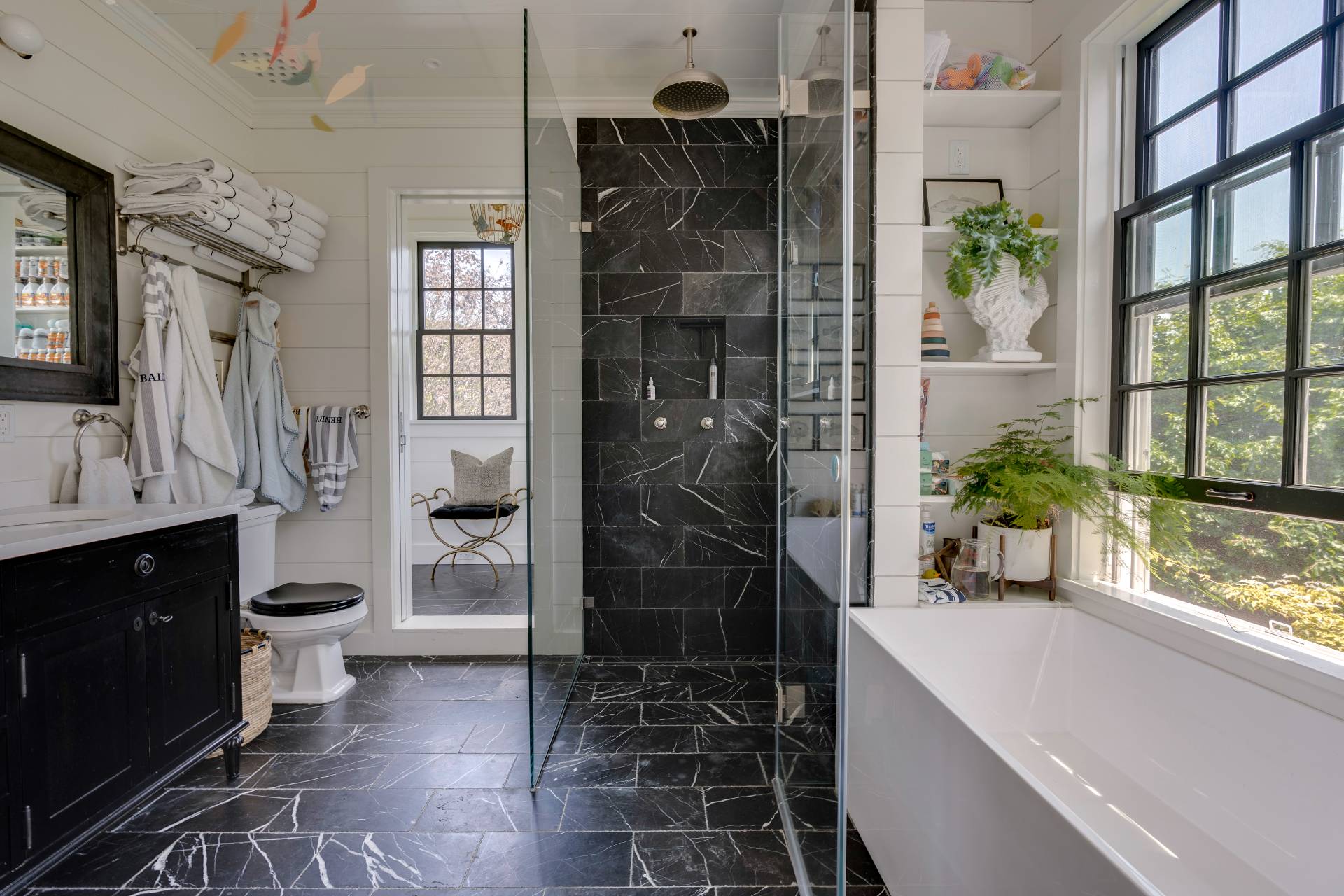 12 Huntington Lane Water Mill, NY 11976 - Photo 42 of 50 a bathroom with a granite countertop sink a toilet and shower