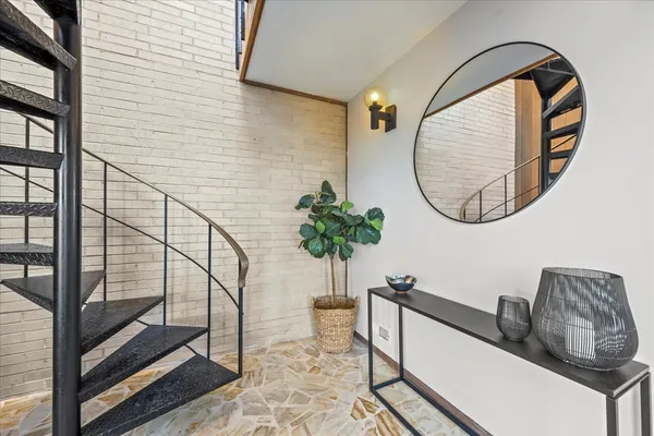 a picture of a bench in a house