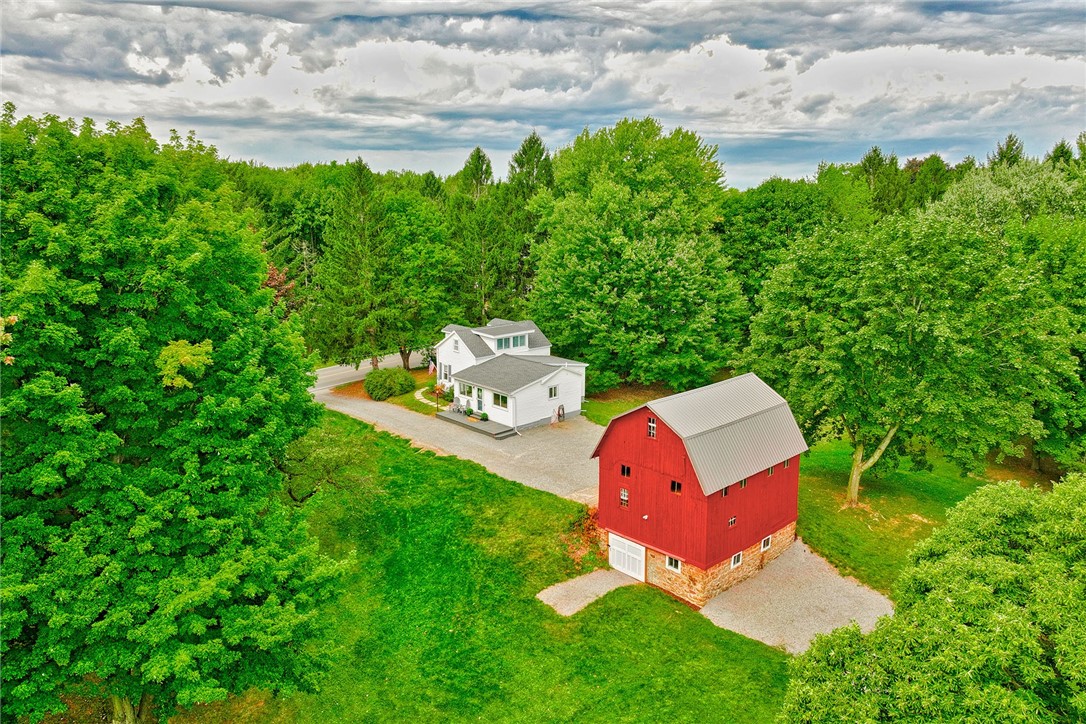 View of the house and barn.