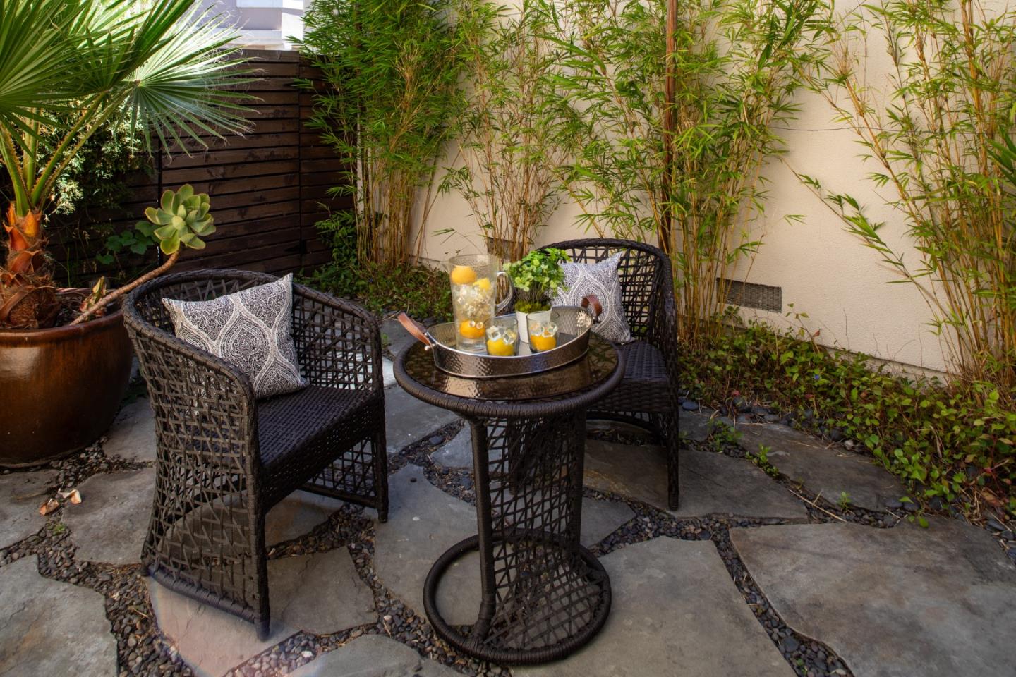 555 Front Lane Mountain View, CA 94041 - Photo 27 of 31 a view of a chairs and table in backyard