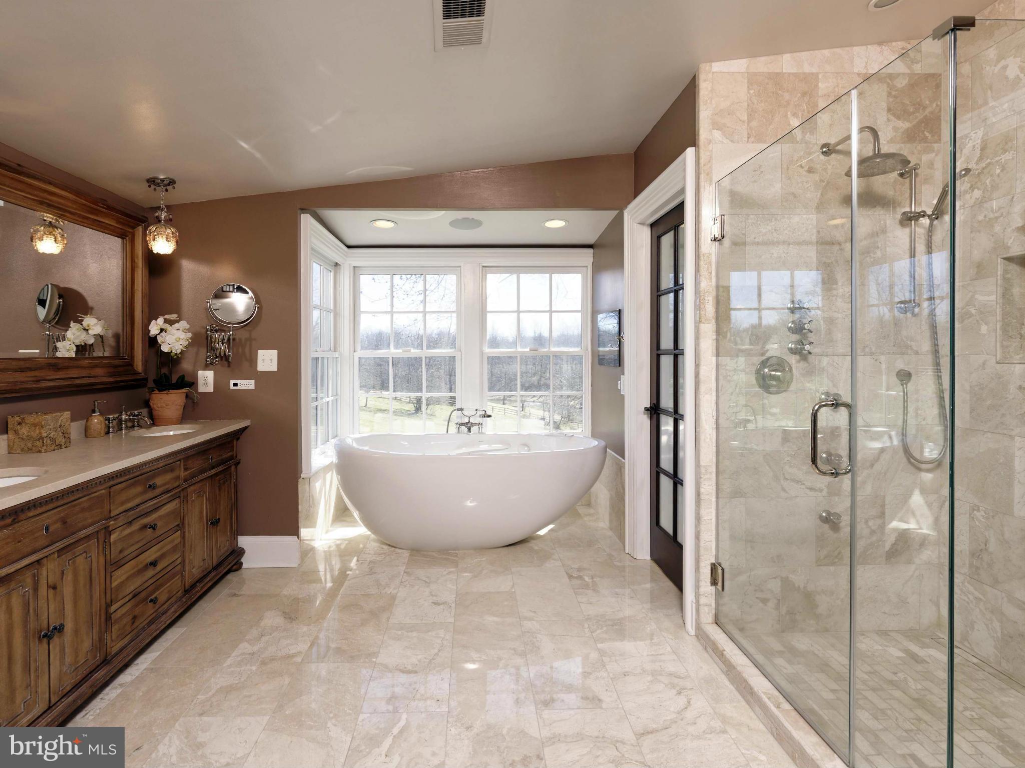 5299 Keyser Road Hume, VA 22639 - Photo 27 of 64 Primary Bath w/sep shower, tub, heated marble flrs