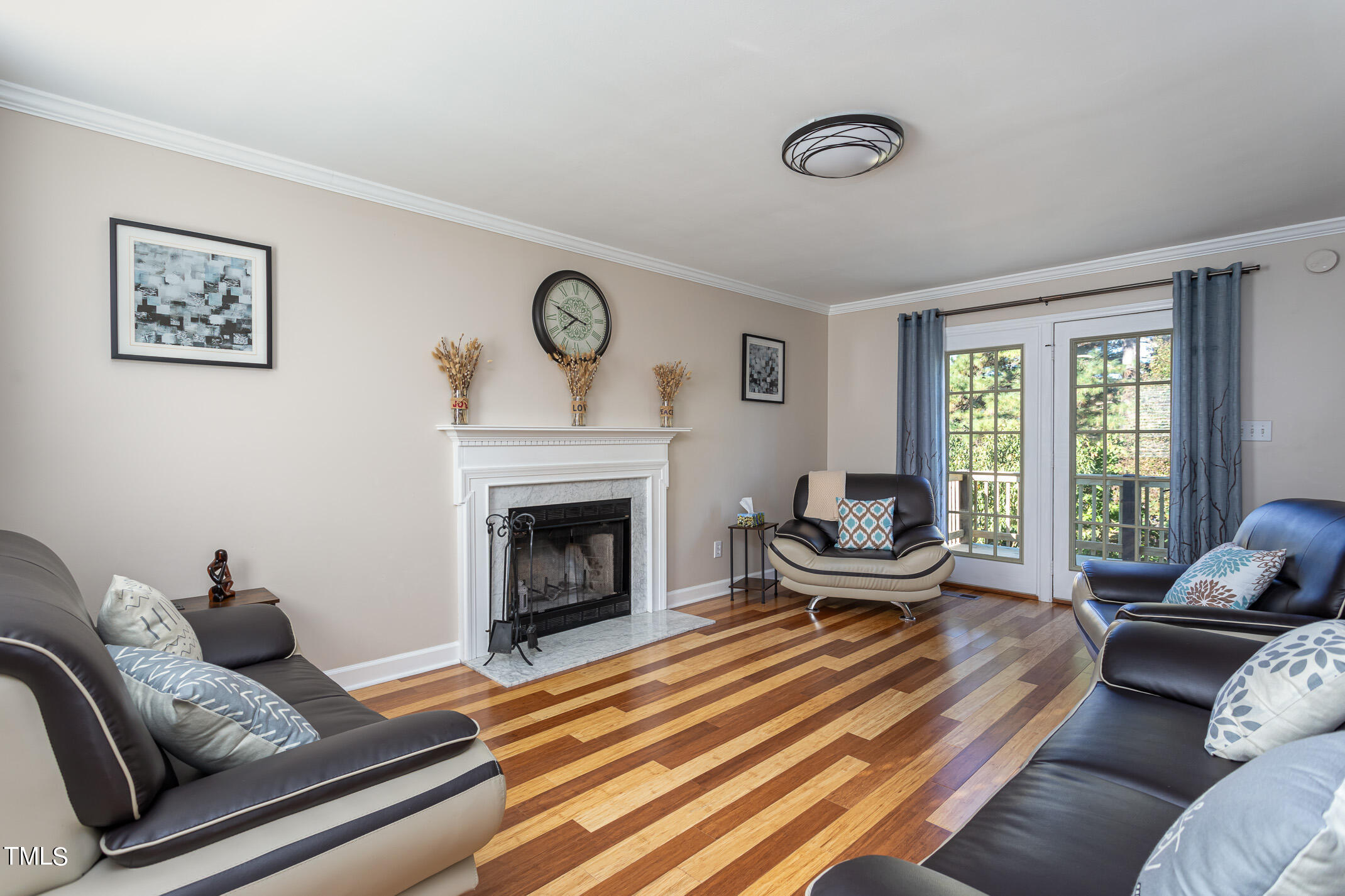 3213 Terrel Mill Road Raleigh, NC 27616 - Photo 2 of 20 Bamboo wood floors, fireplace, & French doors