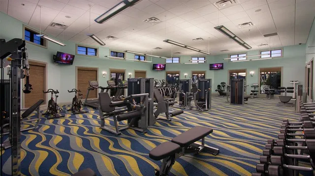a view of a room with gym equipment