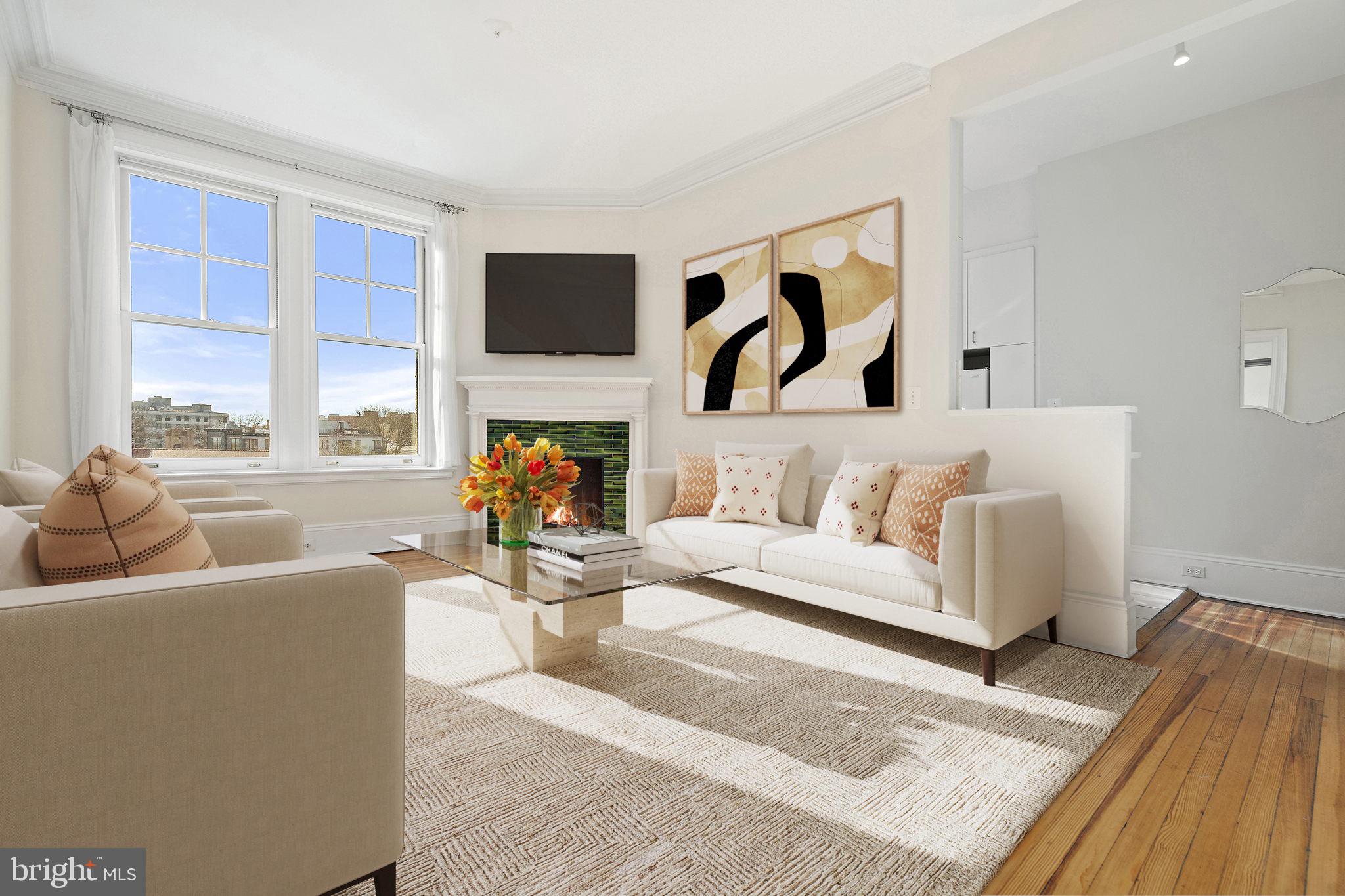 2853 Ontario Road Northwest, Unit 518 Washington, DC 20009 - Photo 5 of 23 Living Room and hearth