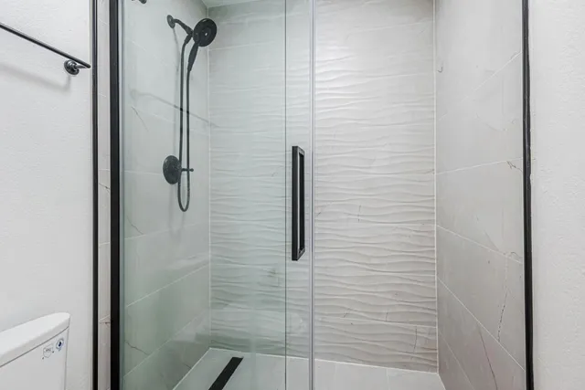 a bathroom with a shower