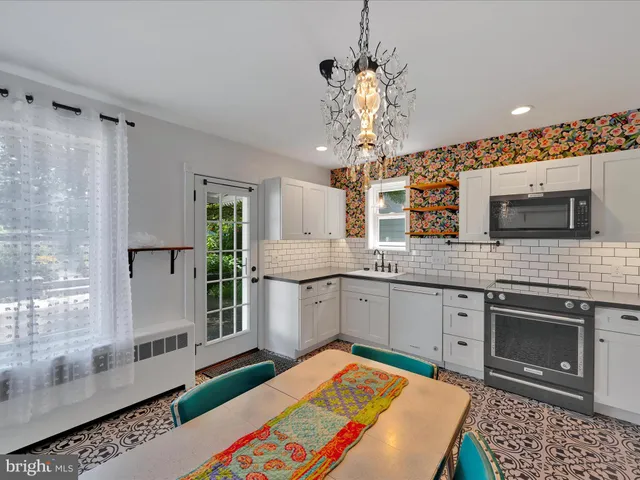 a kitchen with a sink stove and microwave