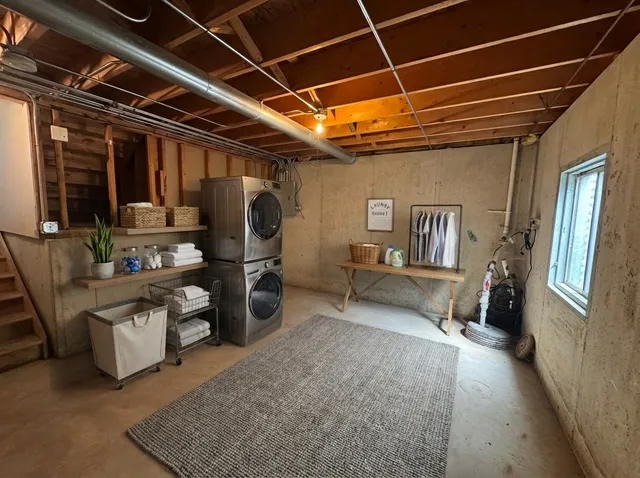 a storage room with washer and dryer