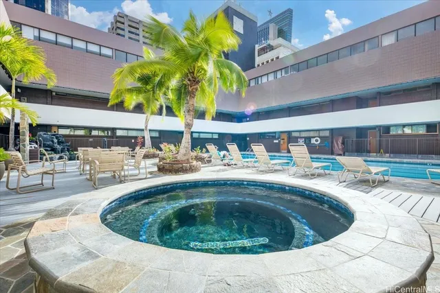 a picture of city view with outdoor seating