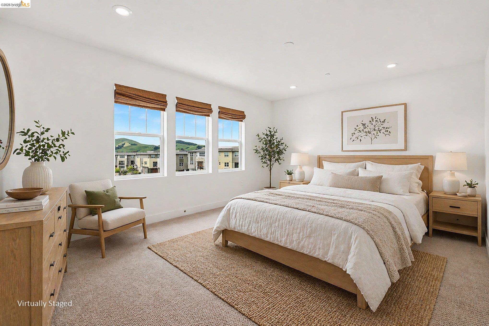 18210 Argento Loop San Ramon, CA 94583 - Photo 17 of 43 Spacious room featuring three large windows with woven blinds, recessed lighting, and soft carpeting