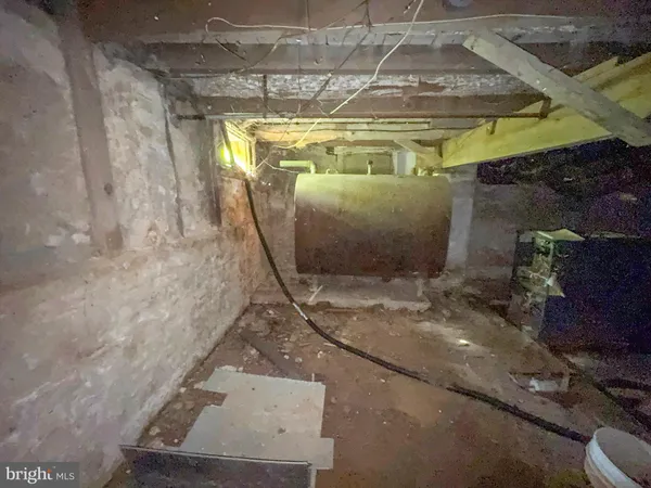 a view of a garage with couch