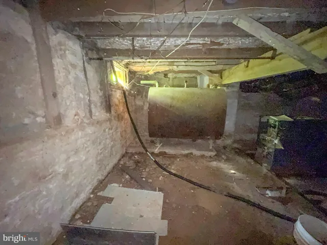 a view of a garage with couch