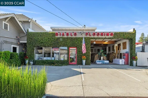 a view of a building with a patio