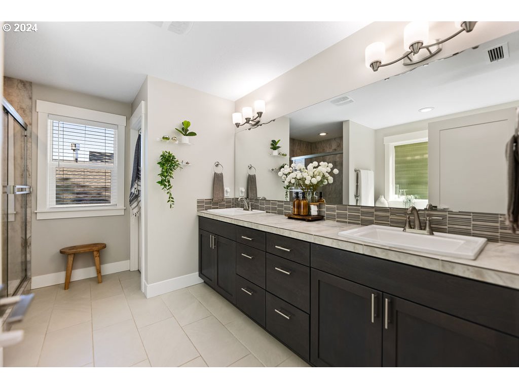 327 South 39th Drive Ridgefield, WA 98642 - Photo 24 of 48 a bathroom with a sink double vanity granite and a mirror
