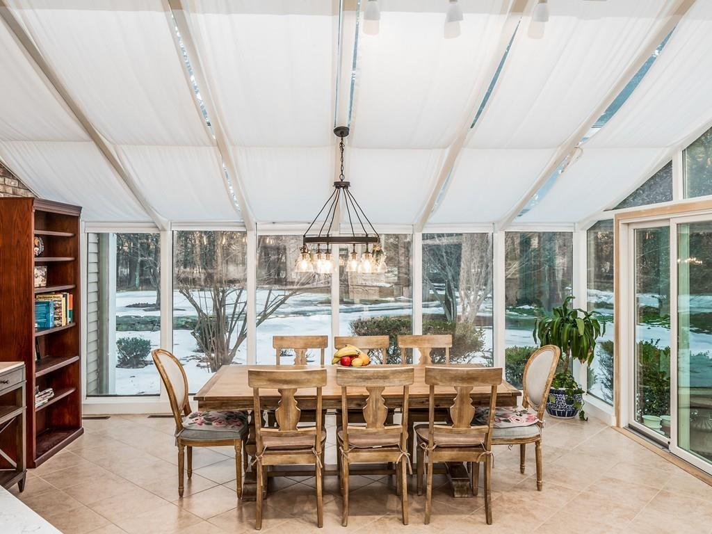 5 Duston Lane Acton, MA 01720 - Photo 14 of 39 a dining room with furniture large windows and wooden floor