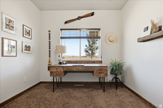 1634 West Arimo Road Arimo, ID 83214 - Photo 18 of 89 Dedicated room featuring a large window, neutral wall paint, and brown carpet flooring