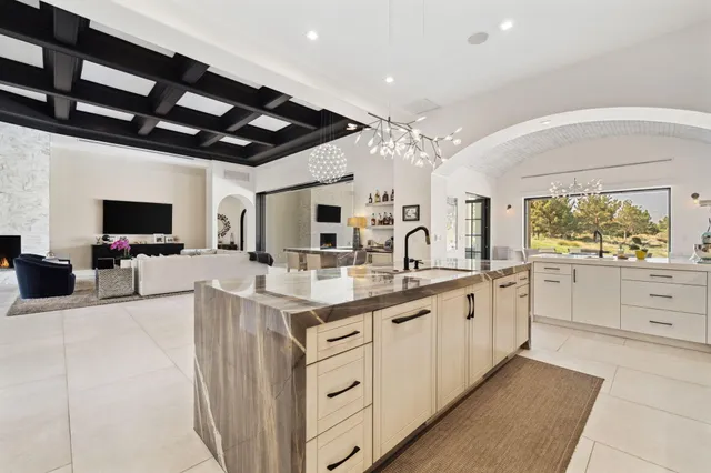 a view of swimming pool with outdoor seating and plants