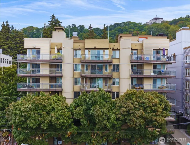 a view of a city that has tall buildings