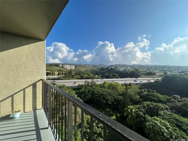 a view of a city from a balcony