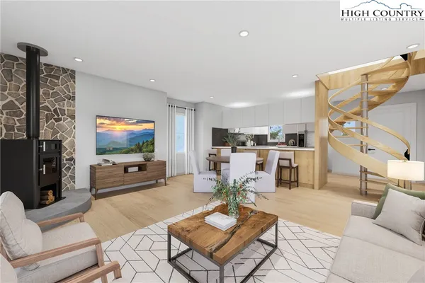 a living room with furniture and a flat screen tv