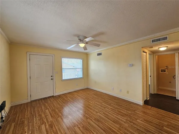 a view of kitchen with wooden floor