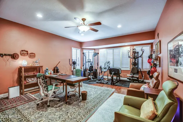 a view of a town with mountains in the background
