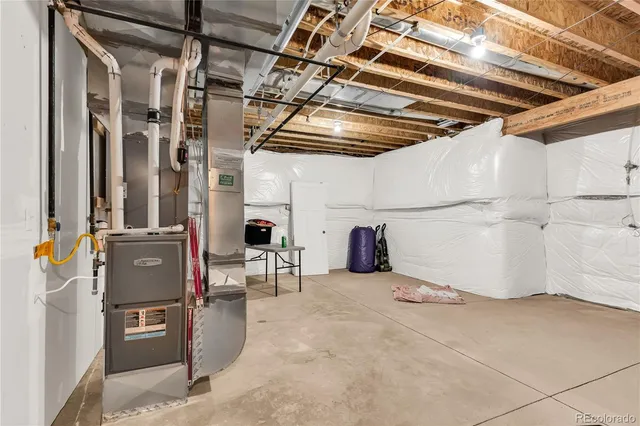 a view of a garage with table