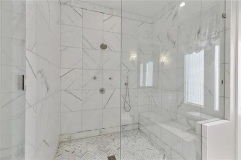a bathroom with shower