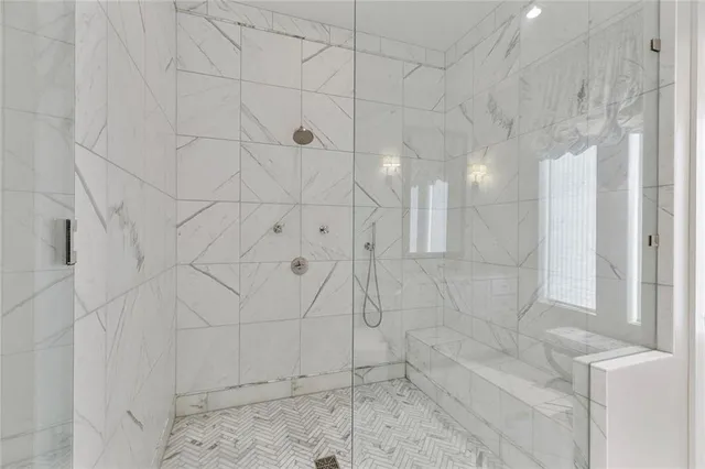 a bathroom with shower