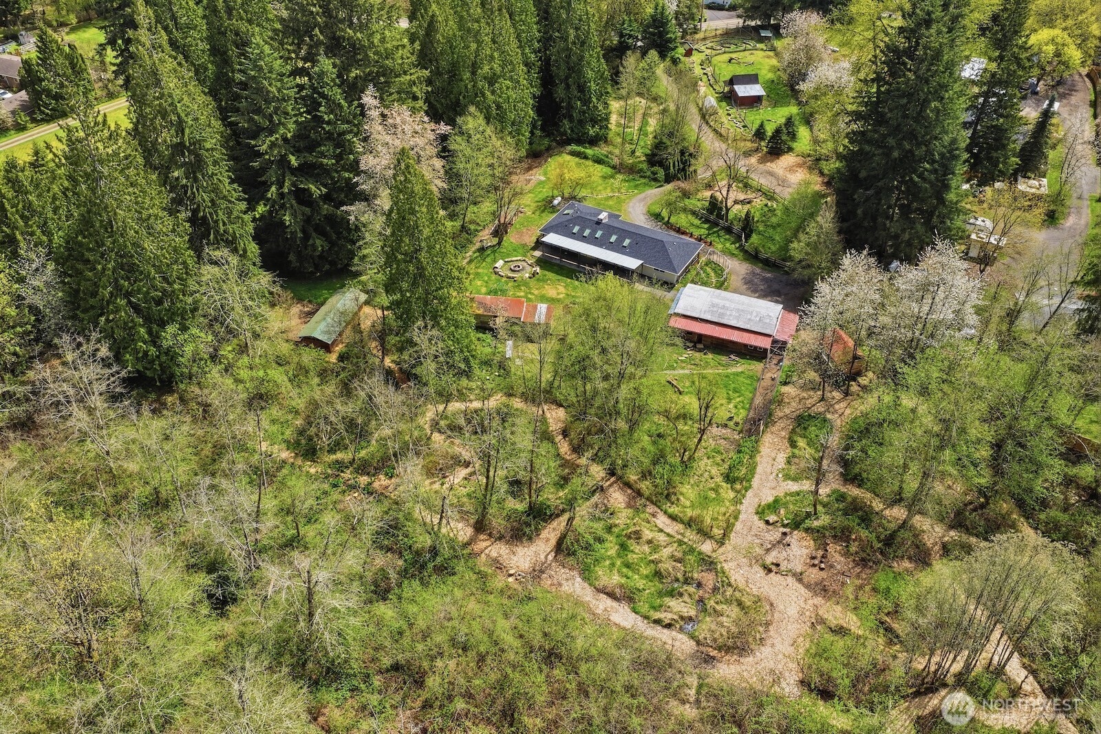11617 Fay Road Northeast Carnation, WA 98014 - Photo 38 of 40 an aerial view of residential house with outdoor space and trees all around