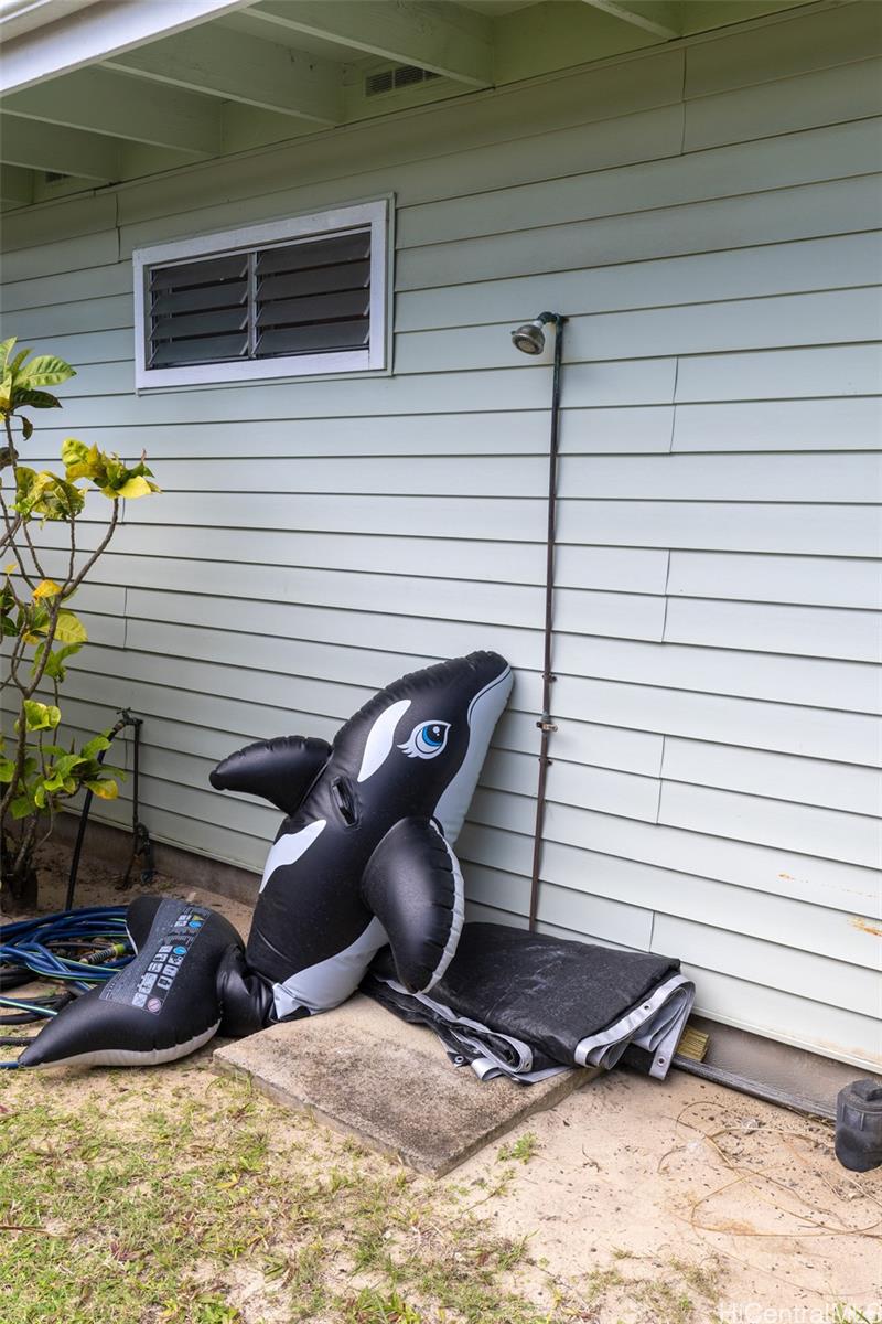 176 Kuulei Road Kailua, HI 96734 - Photo 16 of 24 Convenient outdoor shower when you come back from the beach or playing in the yard and want to cool off! Inflatable animal not included it belongs to the tenant.