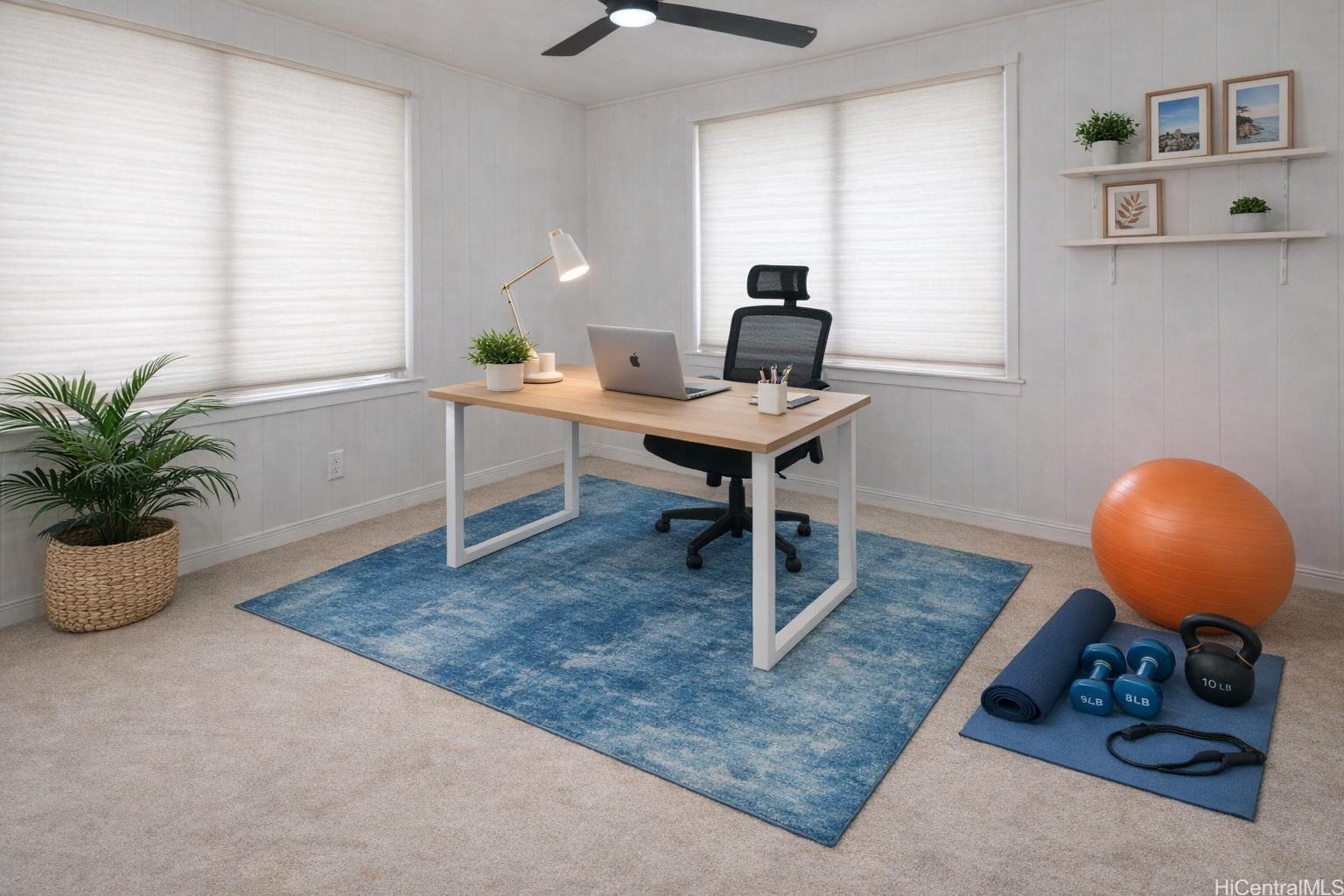 176 Kuulei Road Kailua, HI 96734 - Photo 9 of 24 Bedroom # 2, located at the back of the home looking out to the back yard. Room has been virtually staged as an office space.