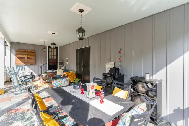 a living room with furniture