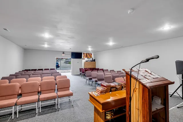 a bedroom with furniture