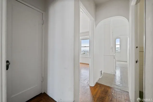 an empty room with windows