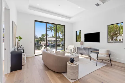 a living room with fireplace furniture and a flat screen tv
