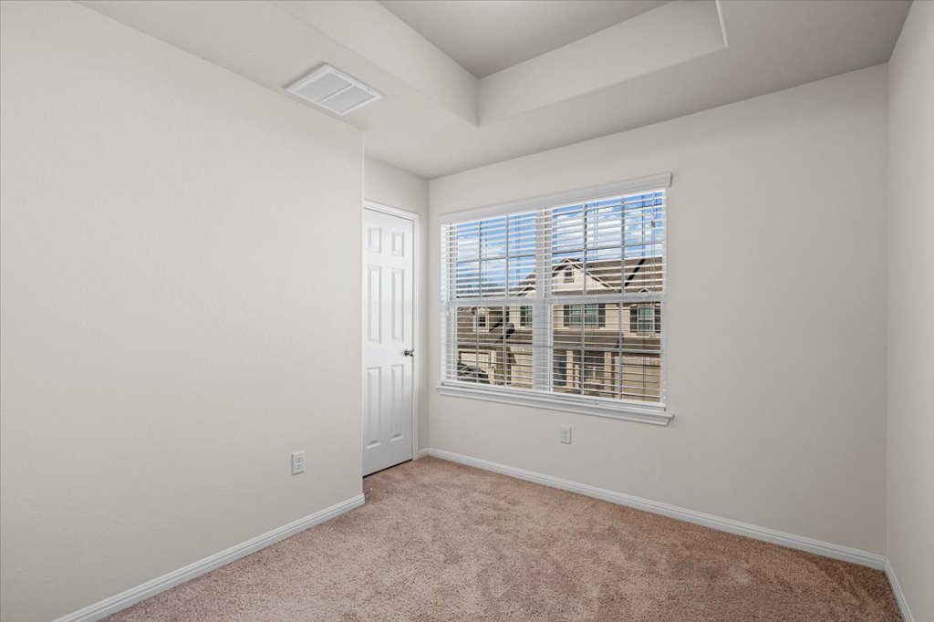 1609 Catalan Road, Unit 1802 Austin, TX 78748 - Photo 23 of 25 Empty room with light colored carpet and a tray ceiling