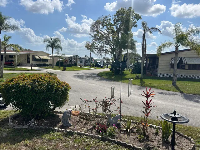 a front view of a house with a yard and palm tree