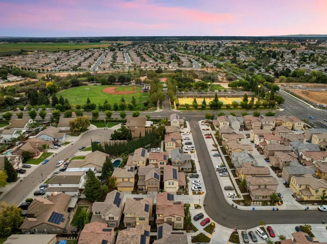 an aerial view of a city