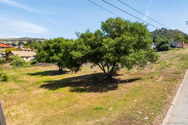 a view of a yard with an trees