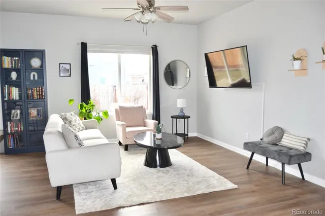 a living room with furniture