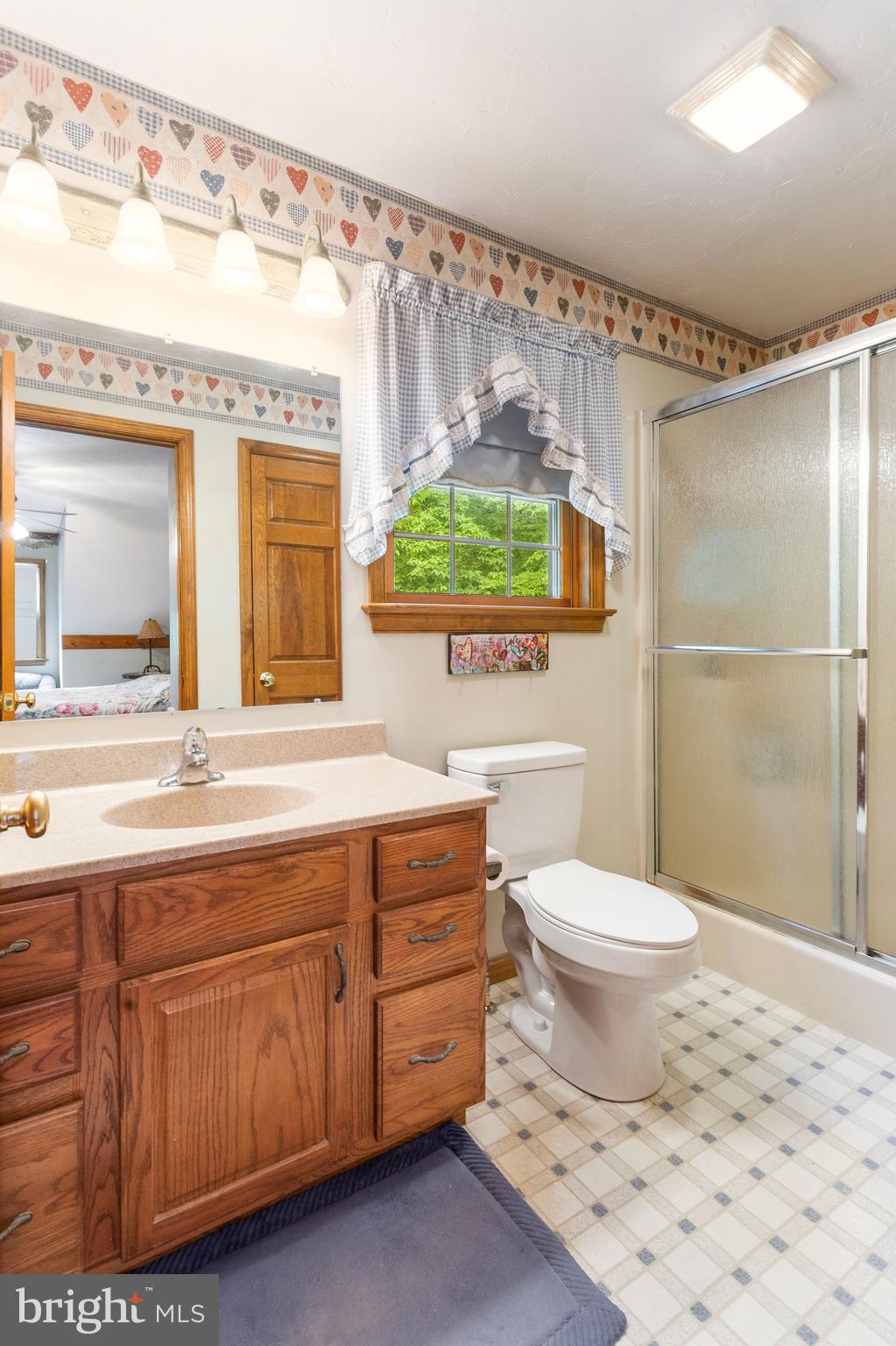 357 Lake Road Spring Grove, PA 17362 - Photo 28 of 35 a bathroom with a toilet a sink and a large mirror