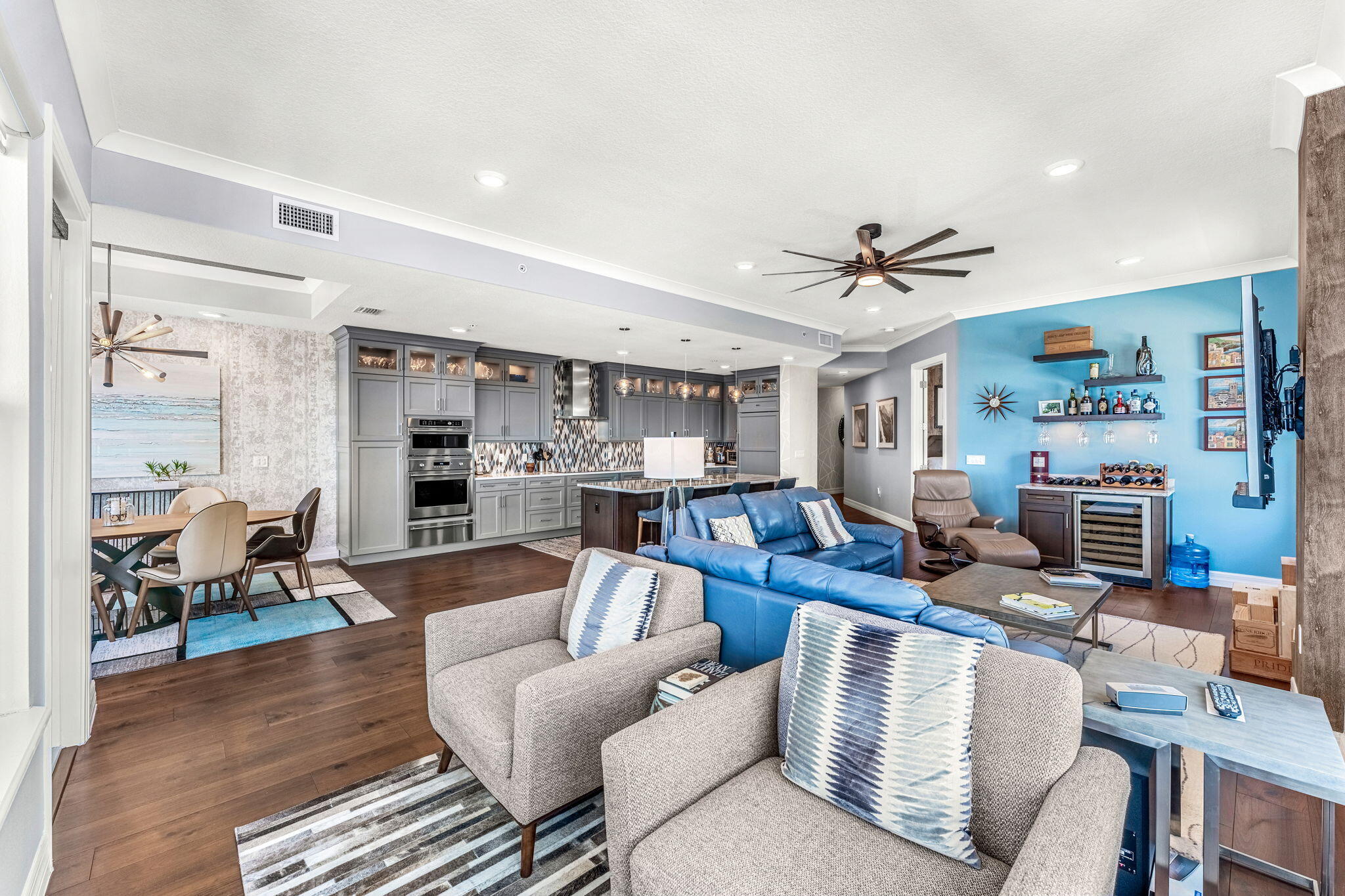 1725 North Hwy A1A, Unit 401 Indialantic, FL 32903 - Photo 11 of 39 a living room with furniture kitchen view and a large window