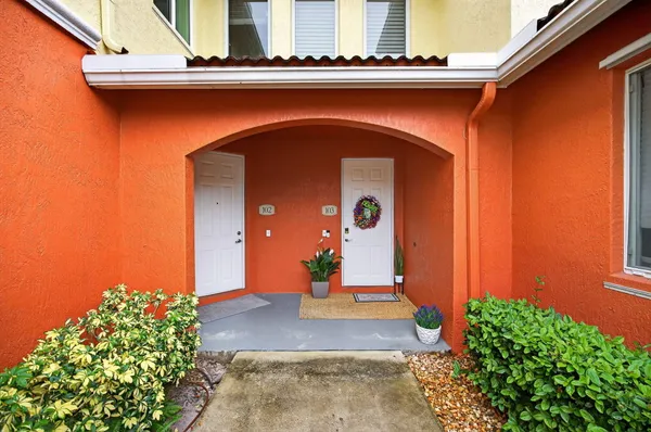 a front view of a house with entryway