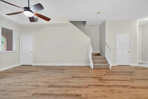 a view of a backyard of the house