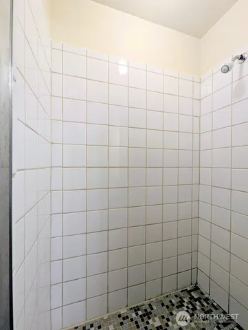 a bathroom with a bathtub