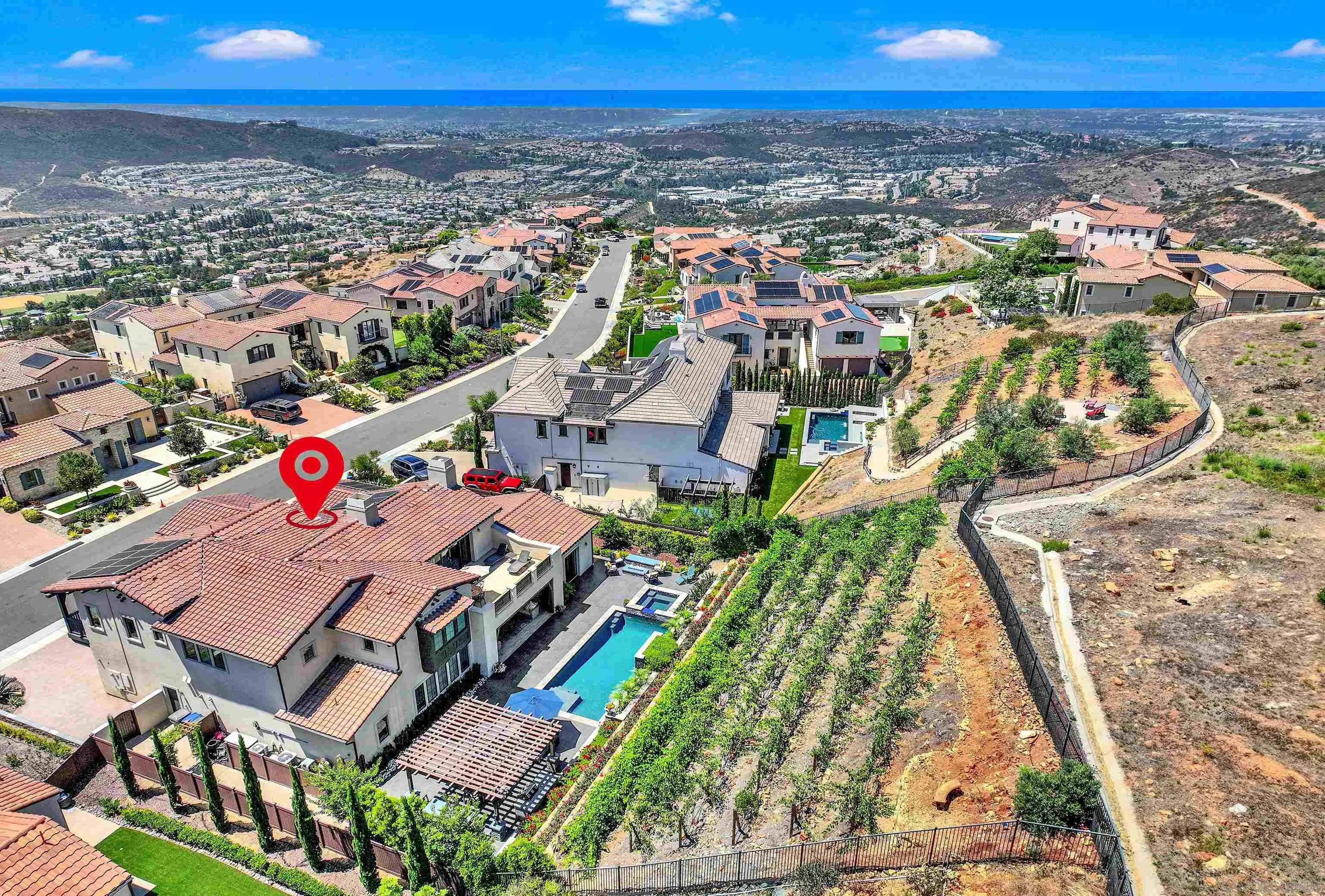 946 Pearl Drive San Marcos, CA 92078 - Photo 27 of 42 an aerial view of residential houses with outdoor space and ocean view