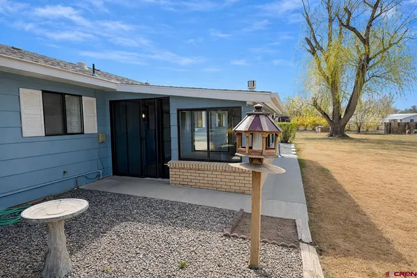 a view of a house with a patio