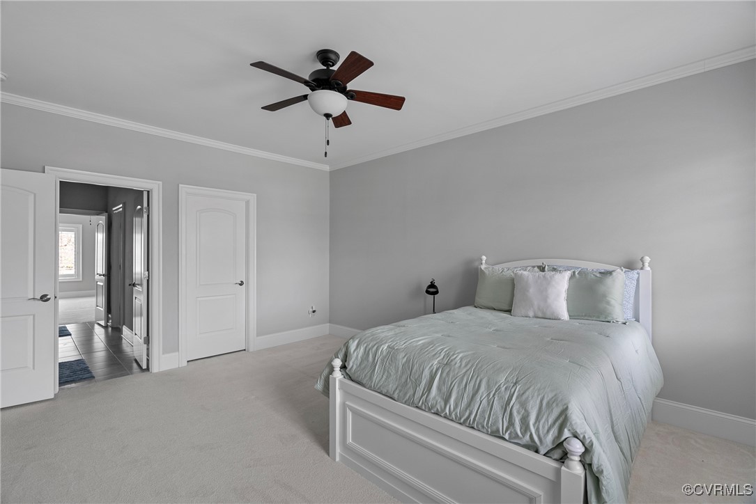 14424 Riverside Drive Ashland, VA 23005 - Photo 23 of 40 Bedroom featuring ornamental molding, ceiling fan,